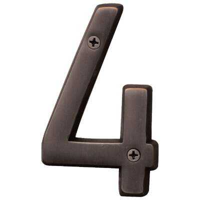 Hy-Ko Prestige Series 4 In. Oil Rubbed Bronze House Number Four